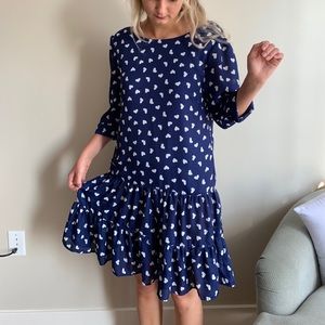 Navy blue drop waist heart dress